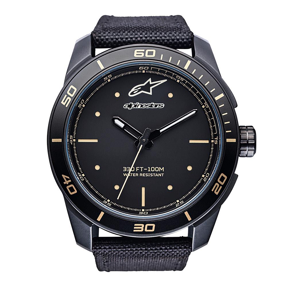 Tech Watch 3H Black Nylon Strap Black-Black/Black