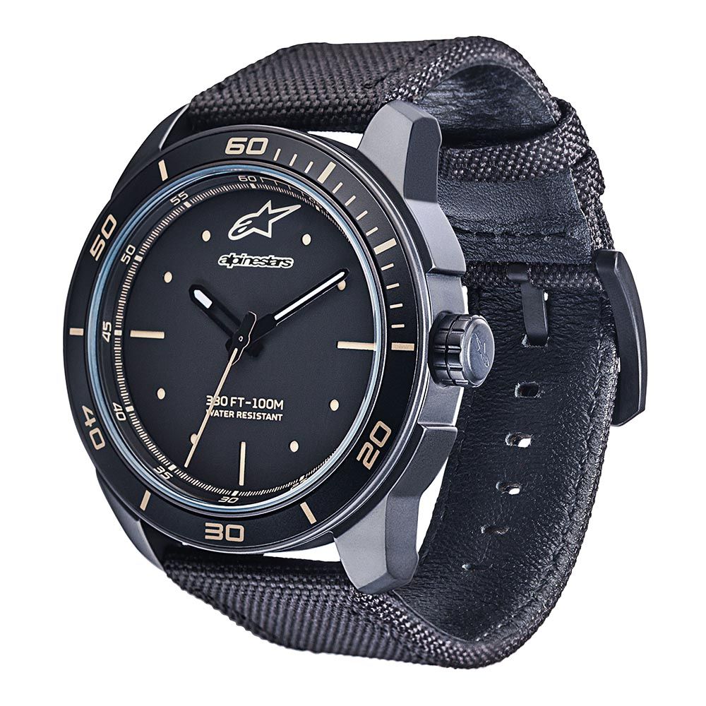 Tech Watch 3H Black Nylon Strap Black-Black/Black