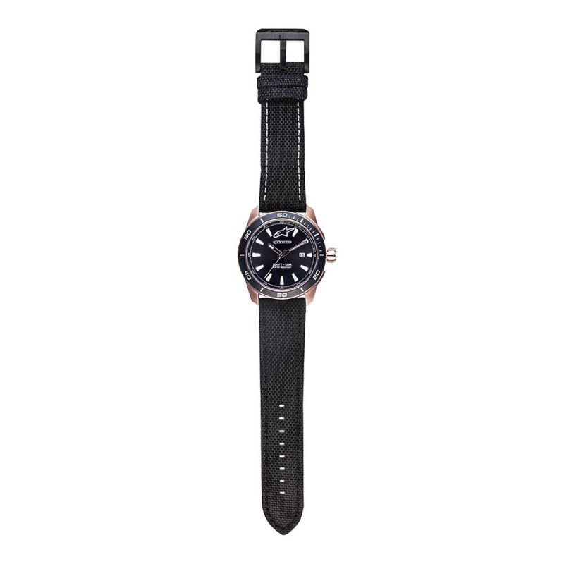 Tech Watch 3H Rose Leather Strap Brown-Rose/Black