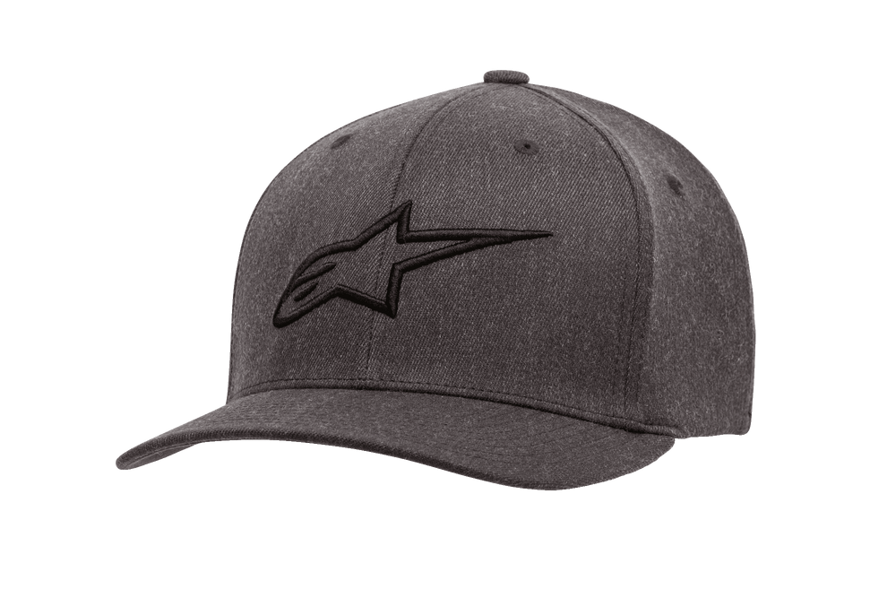 Alpinestars Ageless Curve Hat, Charcoal Heather Gray Baseball Cap with Black 3D Embroidered Logo, Curved Brim, Structured Twill Fabric with Ventilation Eyelets, Casual Motorsport Headwear