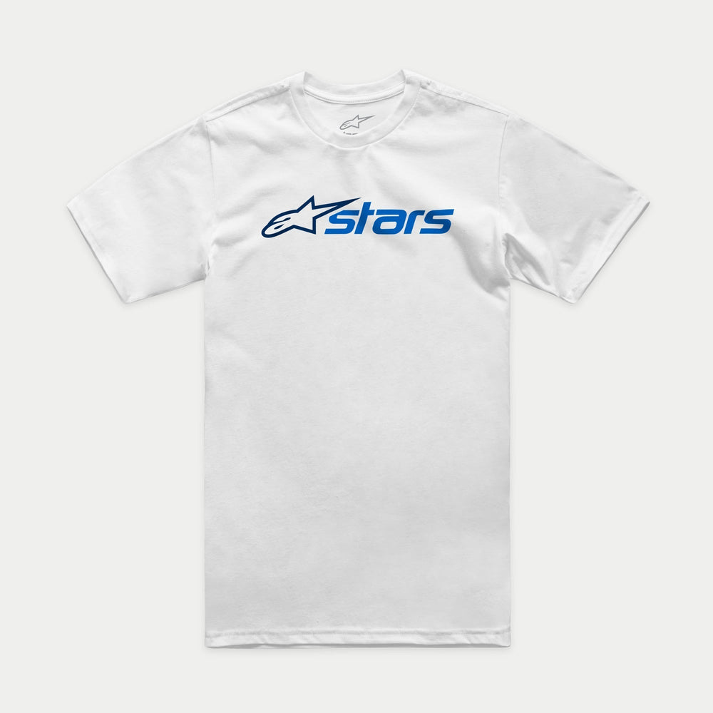 Alpinestars Blaze 2.0 CSF Tee, Short Sleeve T-Shirt, White, Navy Blue Astars Logo, Casual Motorsport Streetwear