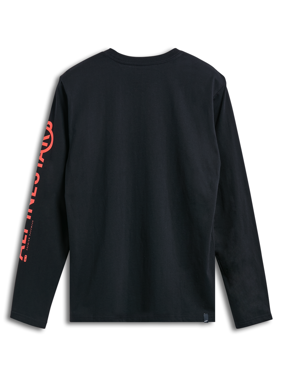 Alpinestars Committed CSF Tee, Long Sleeve T-Shirt, Black, Back View, Red Vertical Alpinestars Logo on Right Sleeve, Casual Sportswear