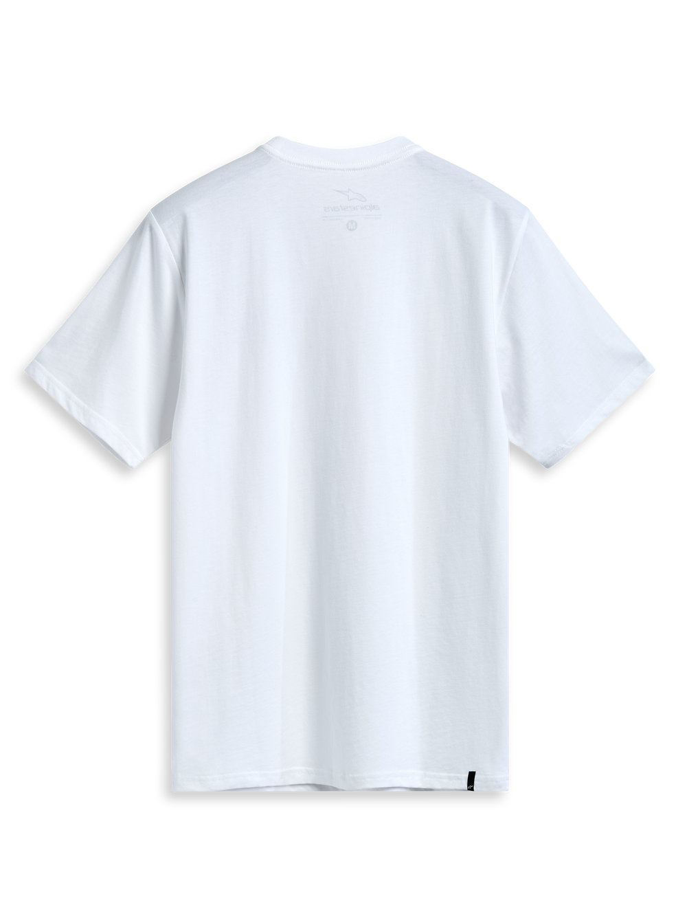 Alpinestars Dot Carbon CSF Tee, white short-sleeve sportswear t-shirt, rear view showing internal neck print and external labeling