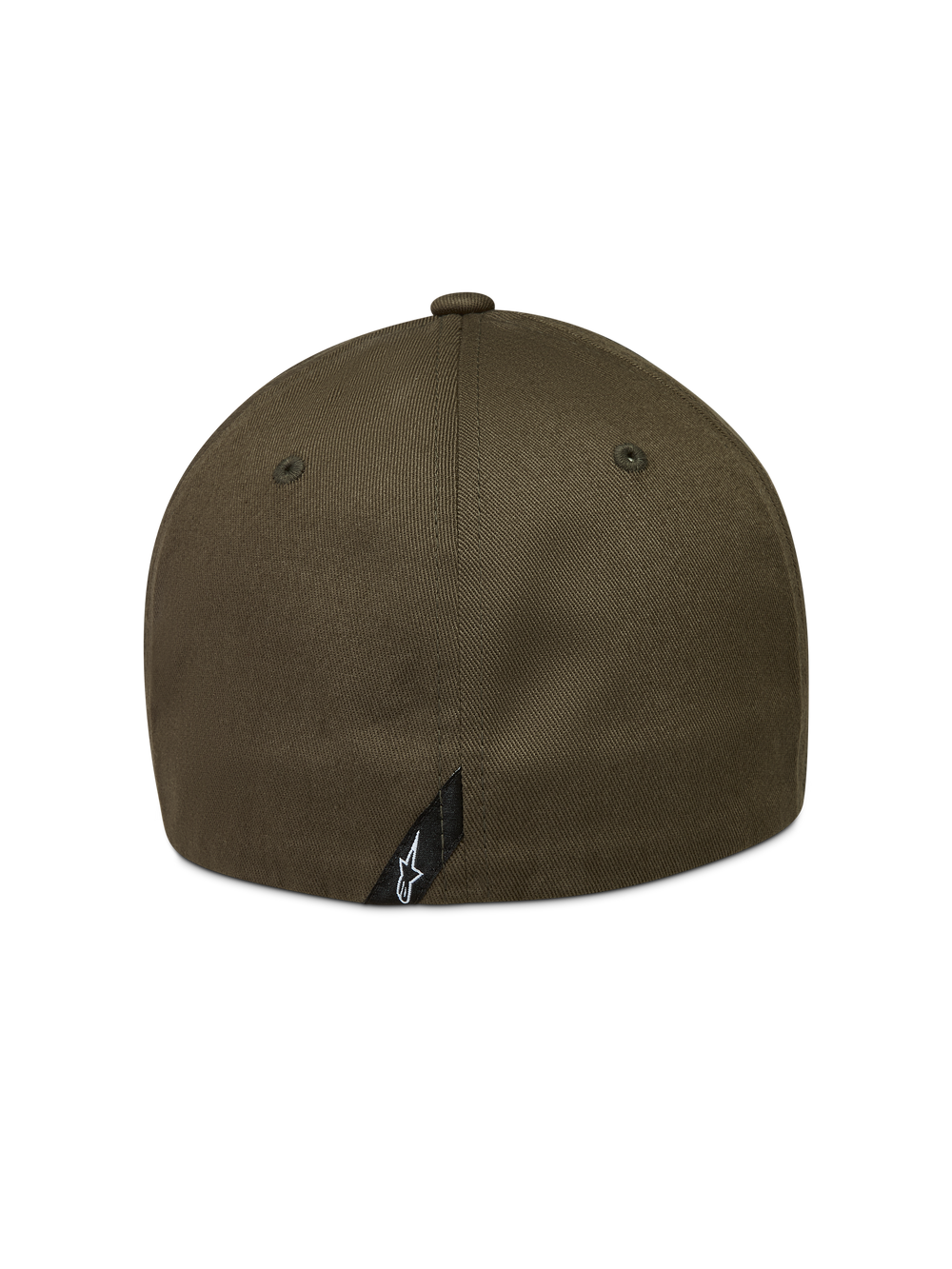 Alpinestars Pivot Hat in Military Green, rear view of the sportswear cap featuring a small Astars logo label.