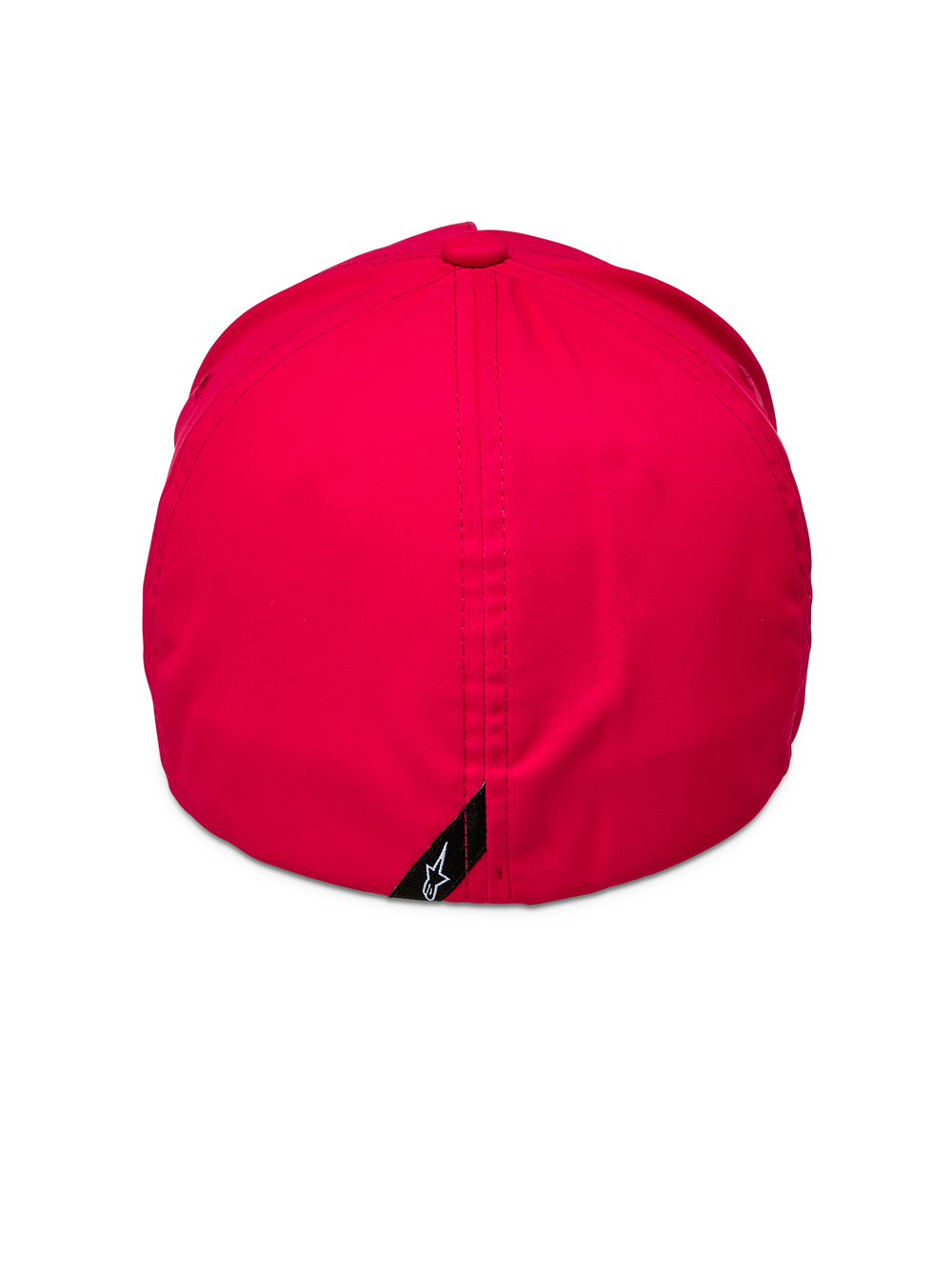 Alpinestars Ageless Reflex Waterproof Hat, Red, back view featuring a closed flex fit design with a vertical seam and a small black tag with a white Astars logo, performance waterproof fabric