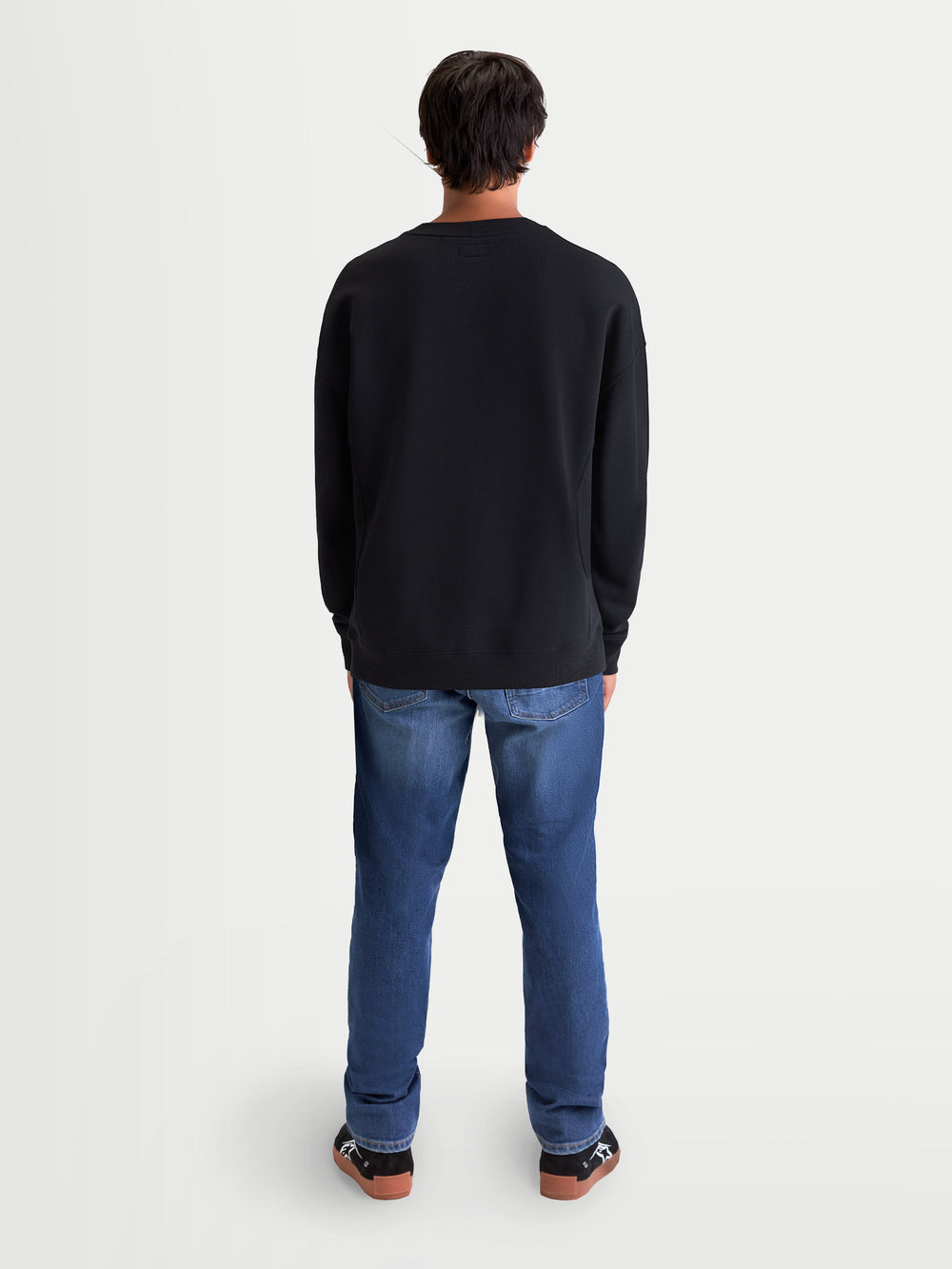 Alpinestars Guise Oversized Crew, Sportswear Fleece Pullover, Unisex, Black, soft cotton and recycled polyester blend, rear view showing relaxed oversized fit and ribbed hem.