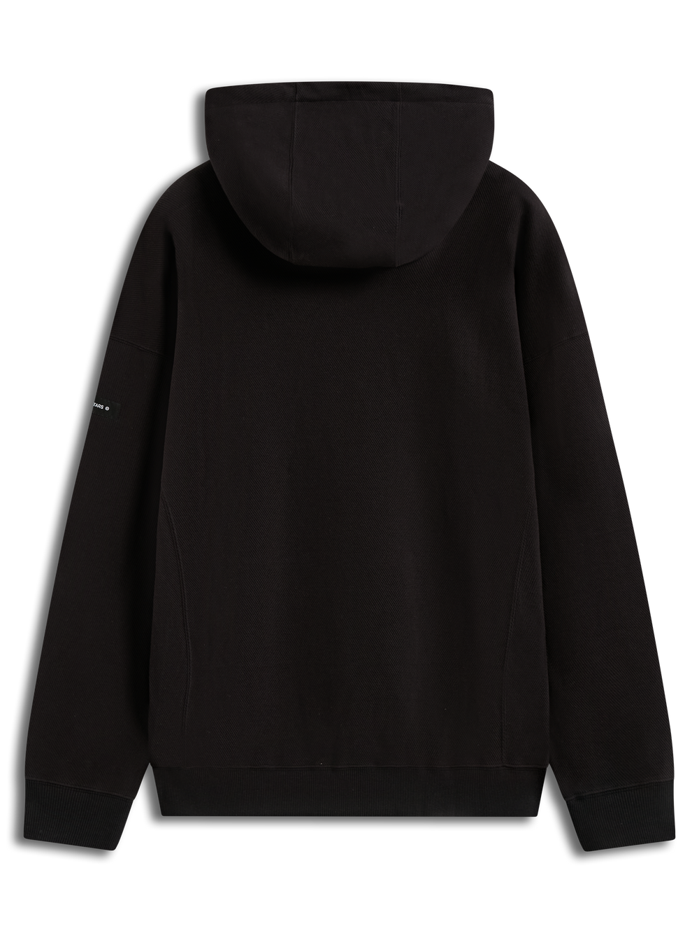 Alpinestars Camino Textured Oversized Hoodie in Black, back view of the textured knit twill fleece sportswear pullover.