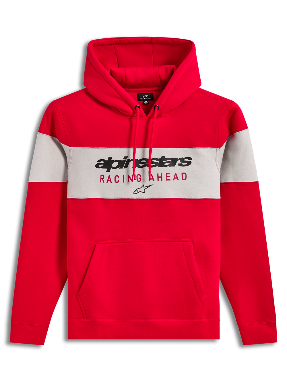 Alpinestars Cubic Hoodie, Sportswear Pullover, Unisex, Red and Grey, color-blocked cotton-polyester fleece with chest logo.