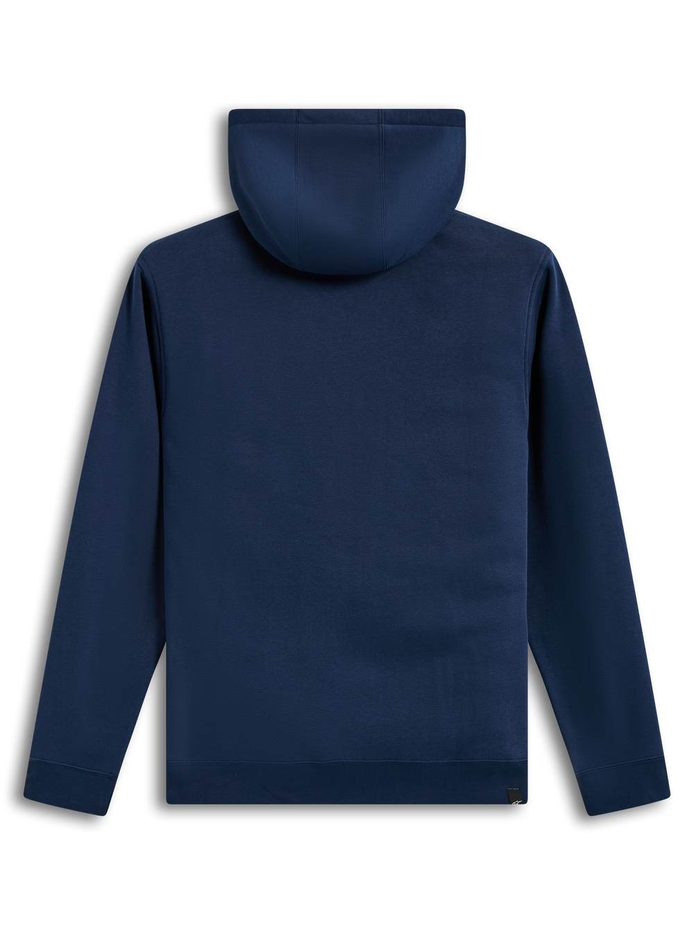 Alpinestars Race Wordmark Hoodie, navy blue unisex fleece pullover, back view showing the self-lined hood.