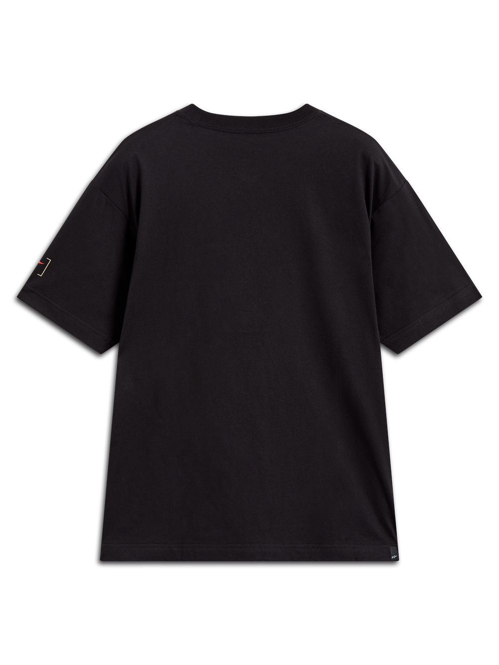 Alpinestars Infinity Oversized CSF Tee, black short sleeve sportswear t-shirt, back view showing sleeve logo branding.