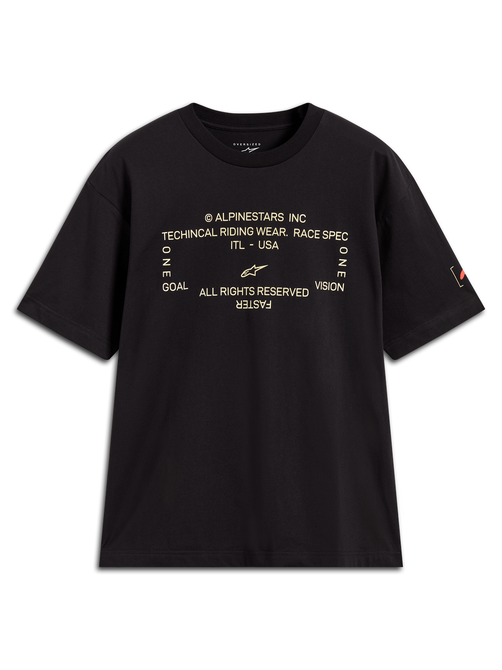 Alpinestars Infinity Oversized CSF Tee, Black Short Sleeve Sportswear T-Shirt with White Front Graphic and Logo Detail.