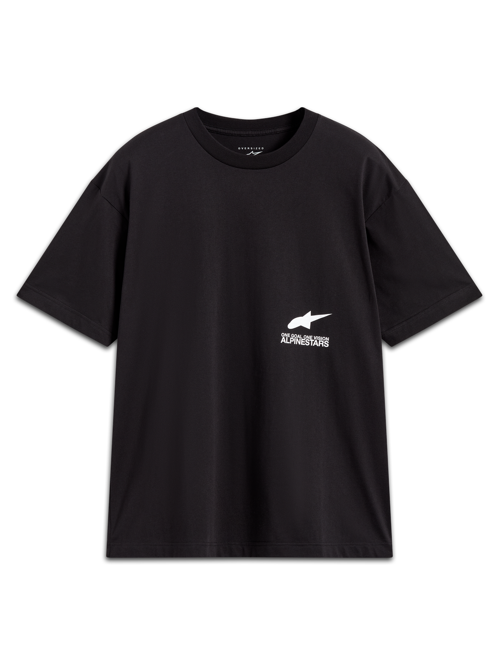 Alpinestars Institute Oversized CSF Tee, black short-sleeve sportswear with white logo graphic and slogan.