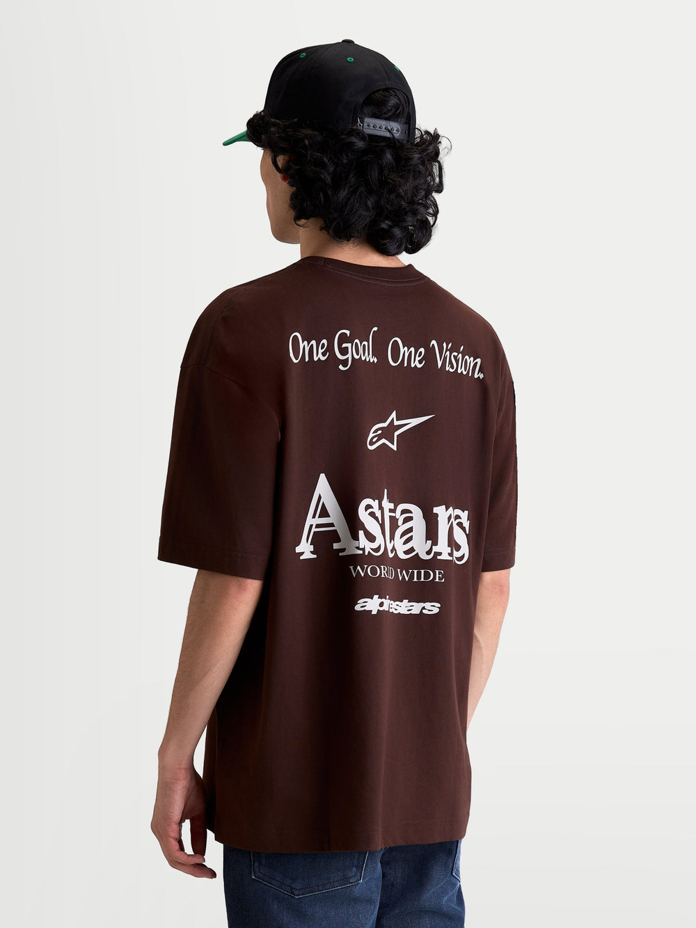 Alpinestars Post Oversized CSF Tee, Brown Short Sleeve Sportswear T-shirt, Men's Oversized Fit, Brown and White, Rear View featuring 