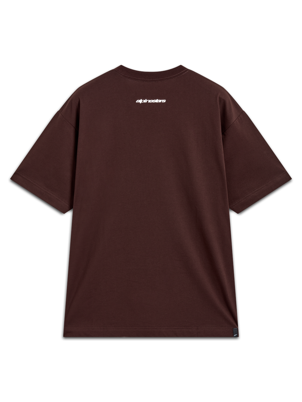 Alpinestars Mandate Oversized CSF Tee, dark brown short sleeve casual sportswear with a white Alpinestars back logo.