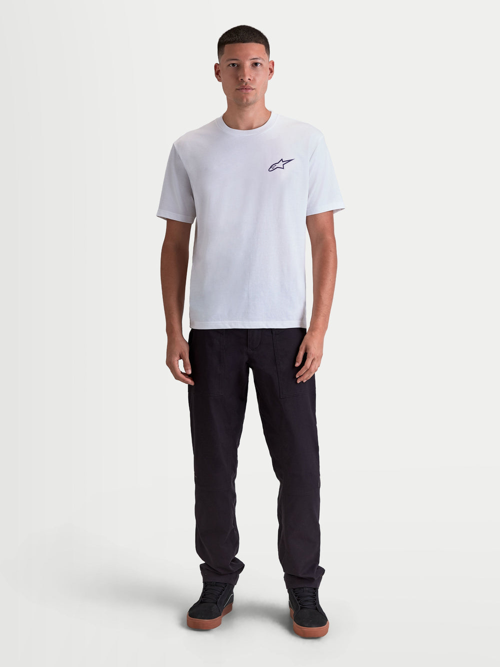 Alpinestars Combo Back CSF Tee, Men's Short Sleeve Sportswear T-Shirt, White with Black Astars Logo Graphic, Cotton-Poly Blend, Casual Lifestyle and Motorsport Apparel