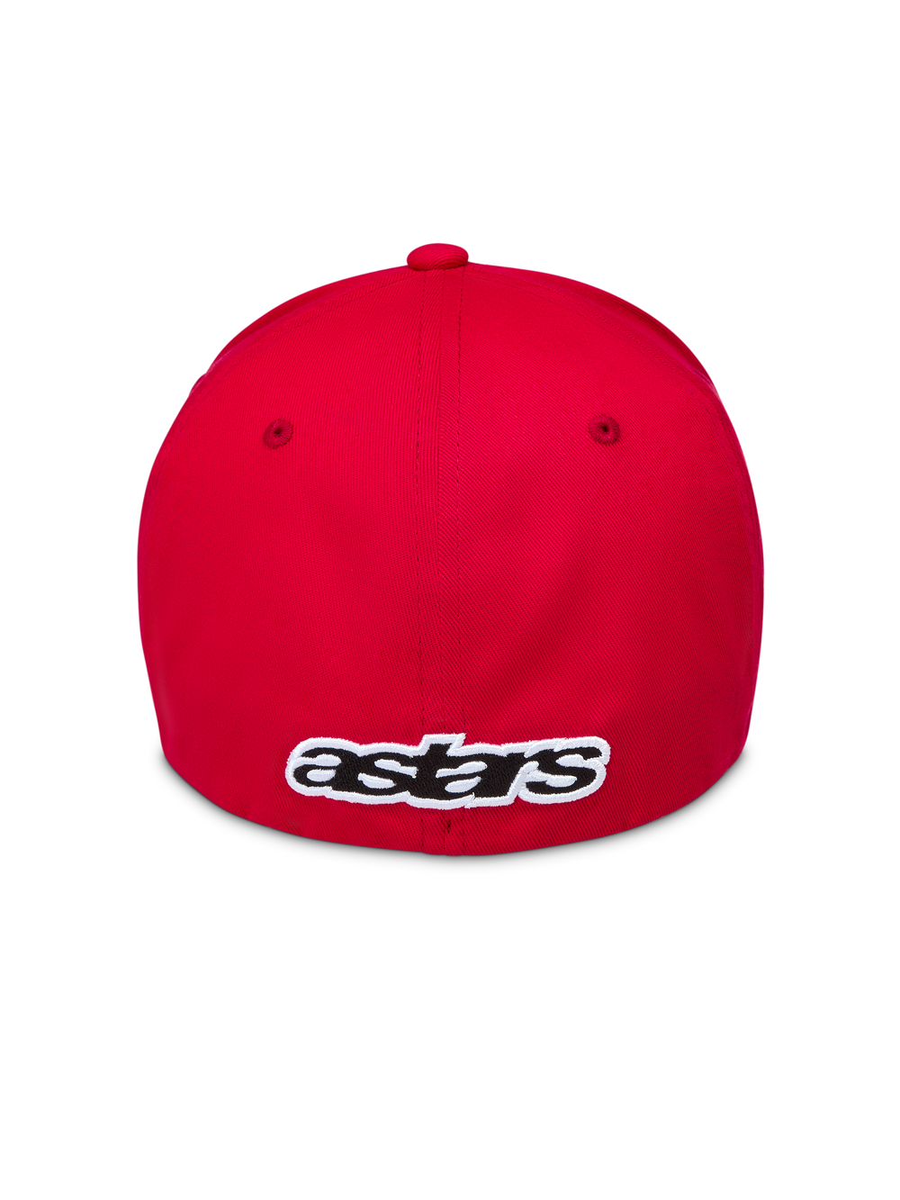 Alpinestars Lineout Hat, Red Sportswear Flex-Back Hat, back view with embroidered white and black astars logo on twill fabric.
