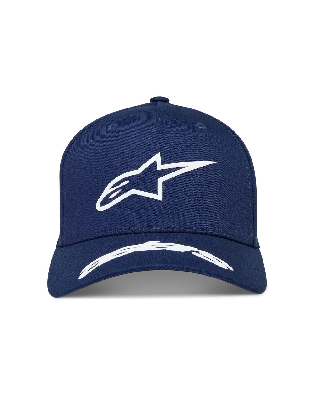 Alpinestars Arclight Hat, Navy Blue Sportswear Cap with white puff print logo, structured crown, and curved bill.