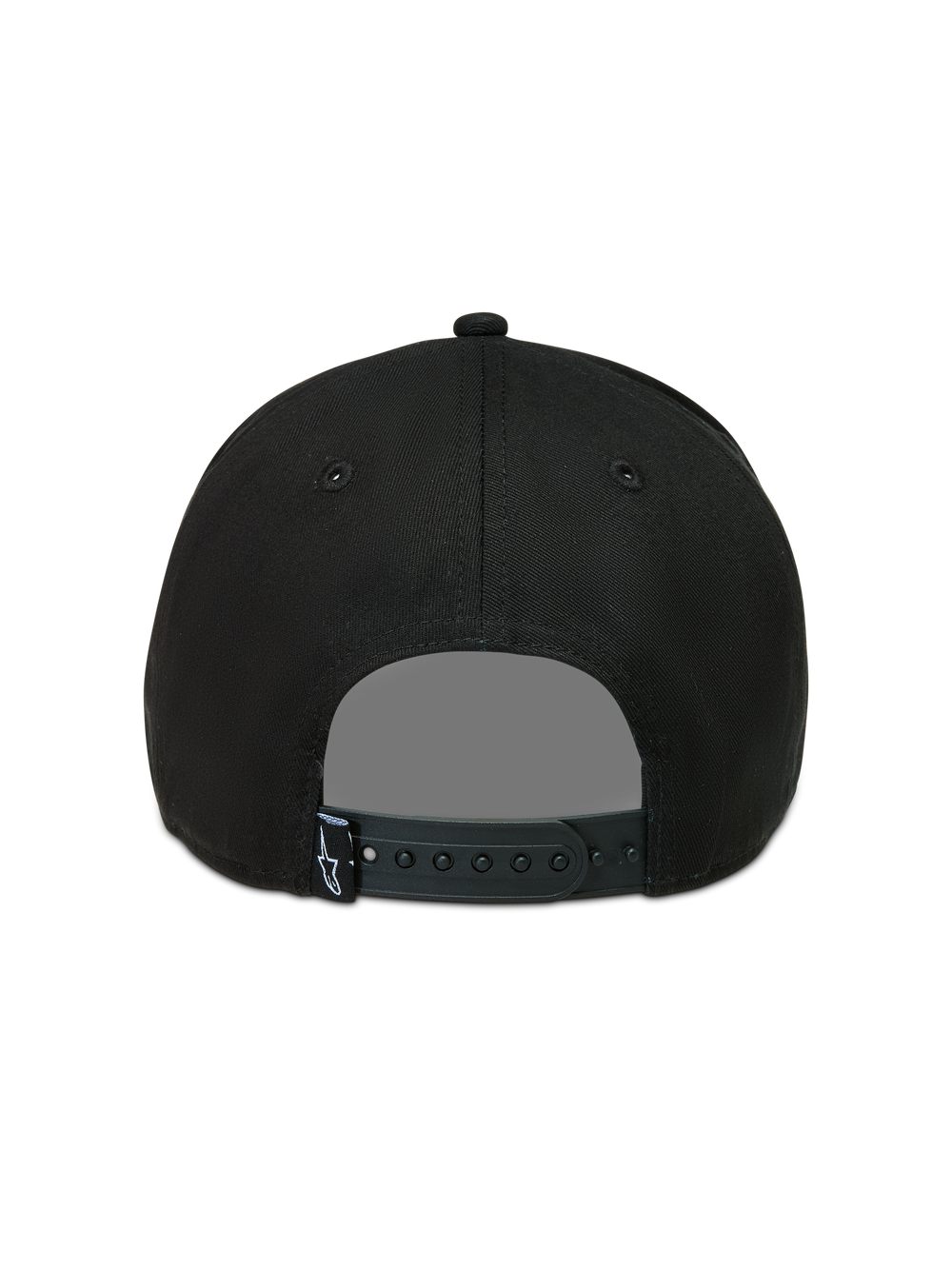 Alpinestars Acme Snapback Hat, Black Sportswear Cap, rear view showing adjustable snapback closure and small logo label.