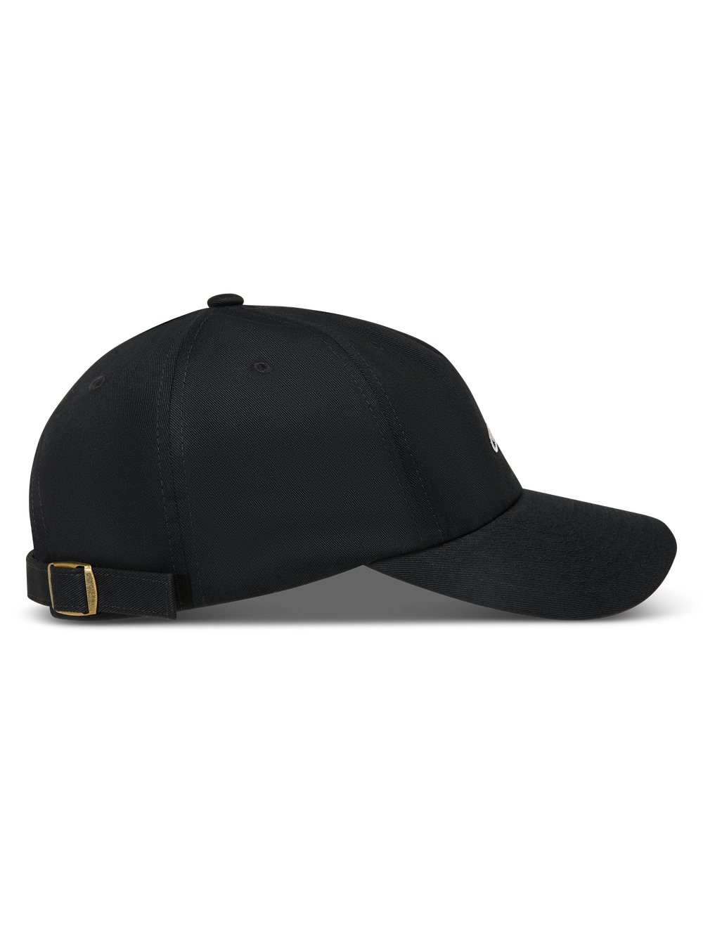 Alpinestars Dylan Dad Hat, Black twill sportswear cap with a curved bill and adjustable brass strap-back buckle.