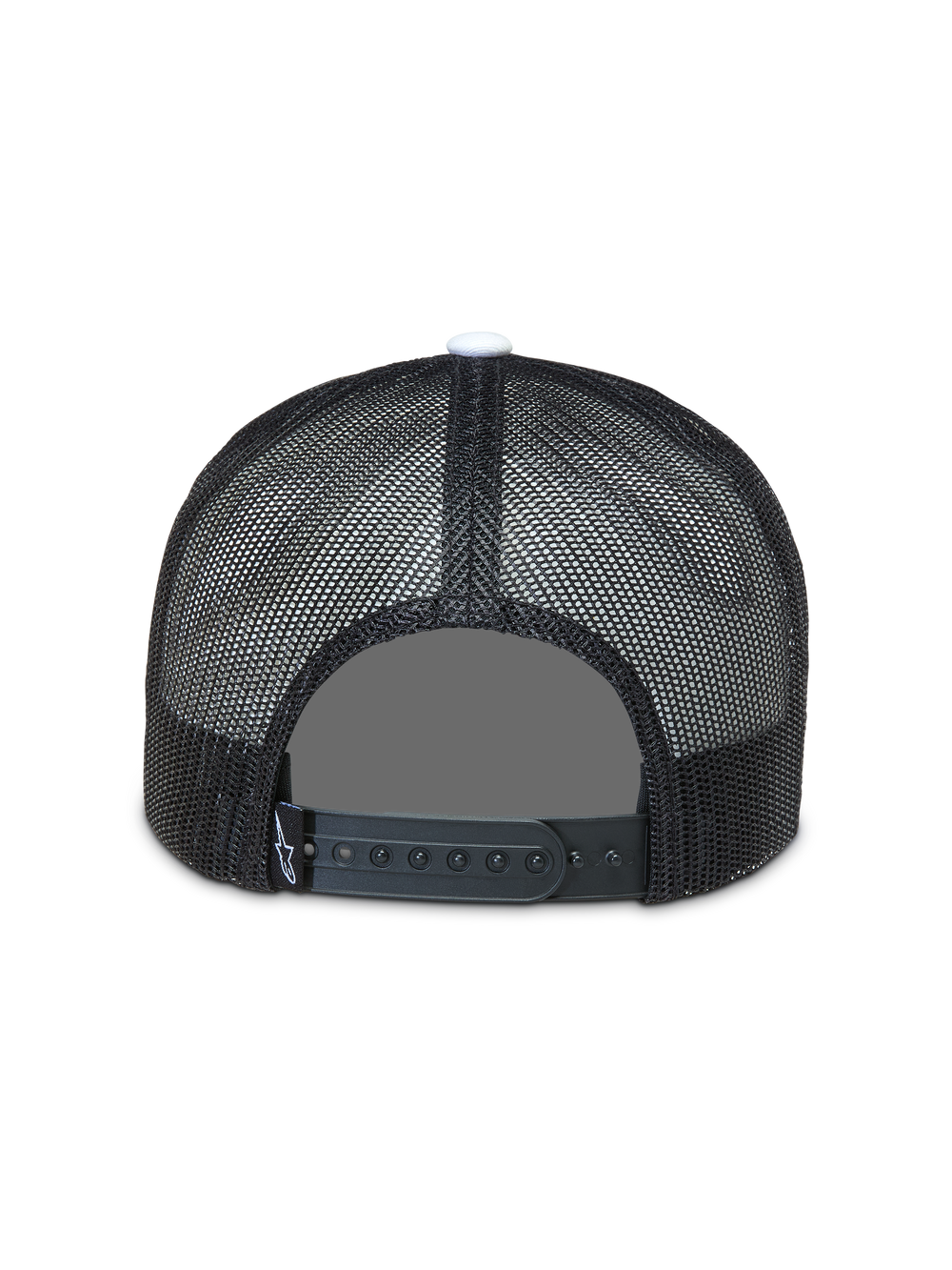Alpinestars Gravel Trucker Hat, Black and White Sportswear Cap featuring Breathable Mesh Back and Snapback Closure.