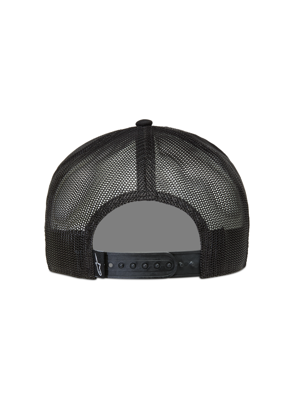 Alpinestars Ten Trucker Hat, black mesh back sportswear cap with adjustable snapback closure and back logo detail.