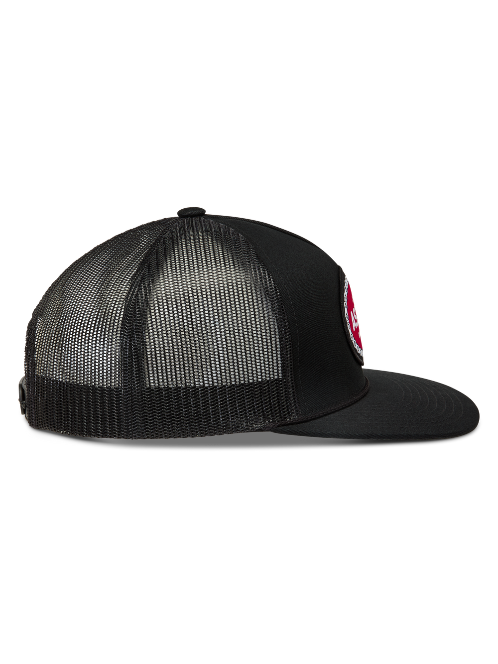 Alpinestars Hotlink Trucker Hat, Black, Sportswear Cap with Flat Bill and Breathable Mesh Back, Side Profile View.