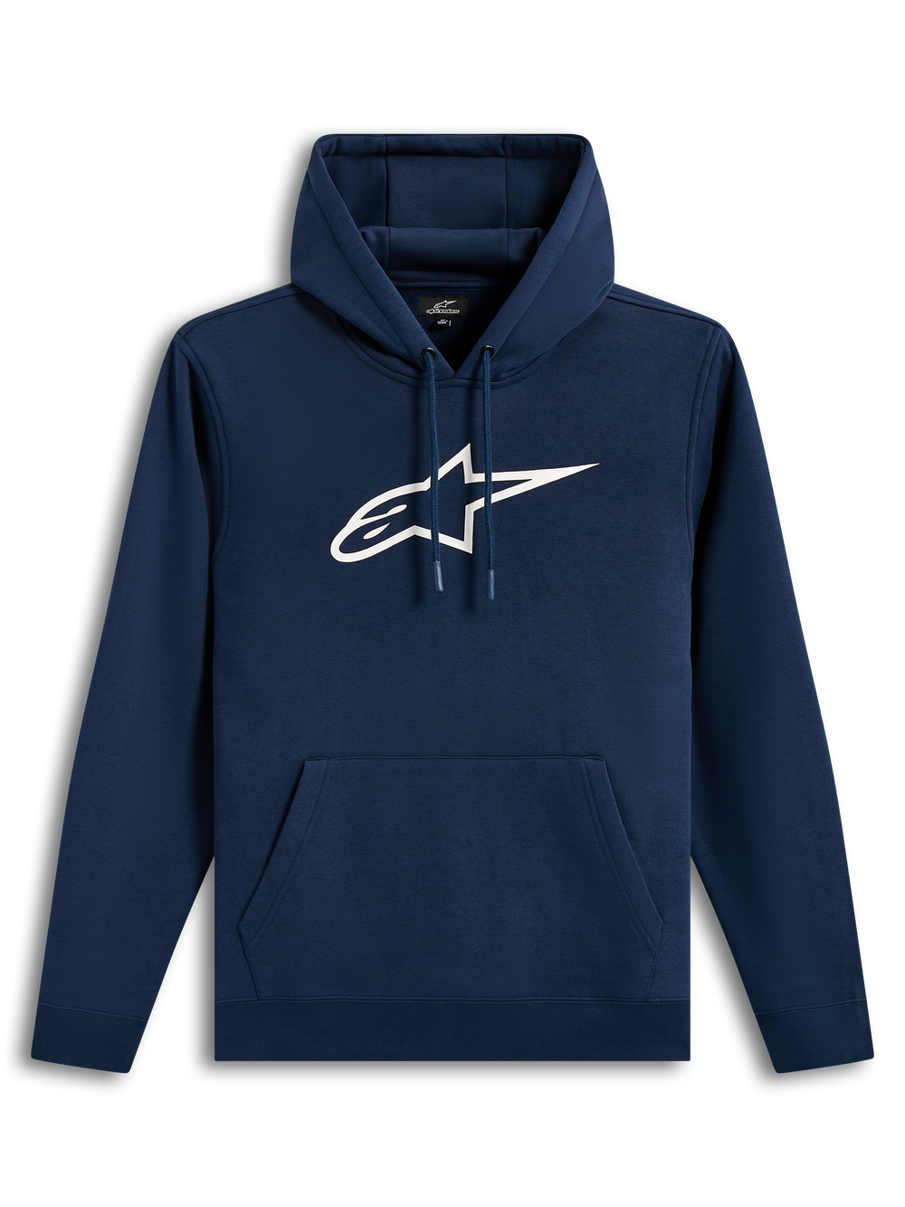 Alpinestars Ageless V3 Hoodie, Navy Blue and White casual sportswear pullover featuring a large embroidered chest logo.