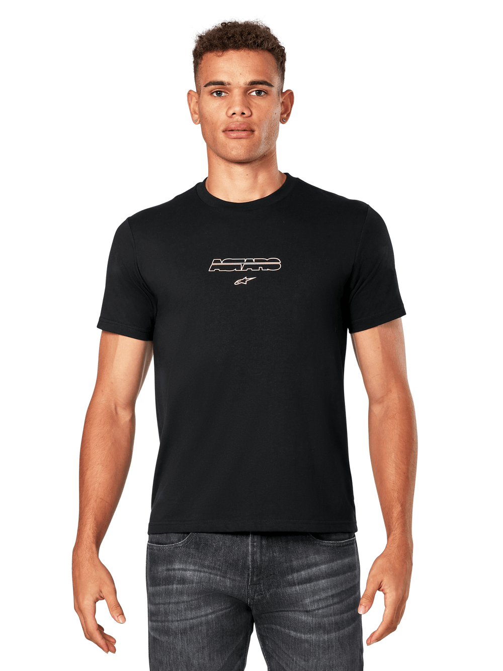 Alpinestars Bold Type Back CSF Tee, Short Sleeve T-Shirt, Black with White Logo, Casual Motorsport Streetwear, Unisex Design