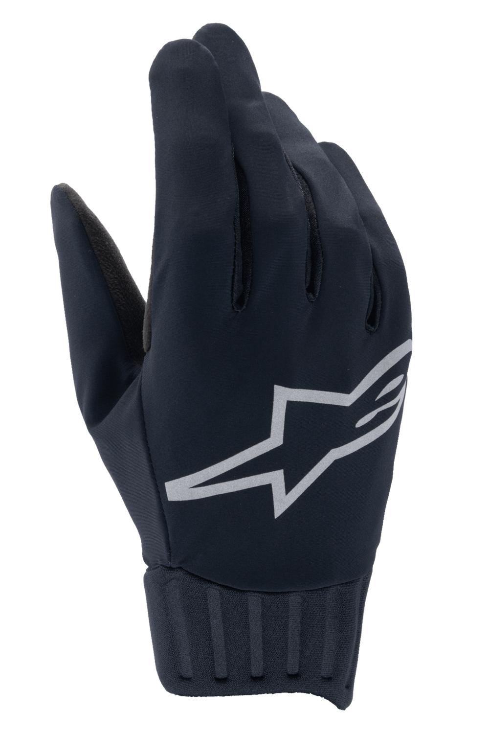 Alpinestars A-Dura Rain Gloves, Waterproof MTB Gloves, Black, Large grey Alpinestars star logo, Ribbed neoprene cuff, Smooth fabric construction for all-weather cycling