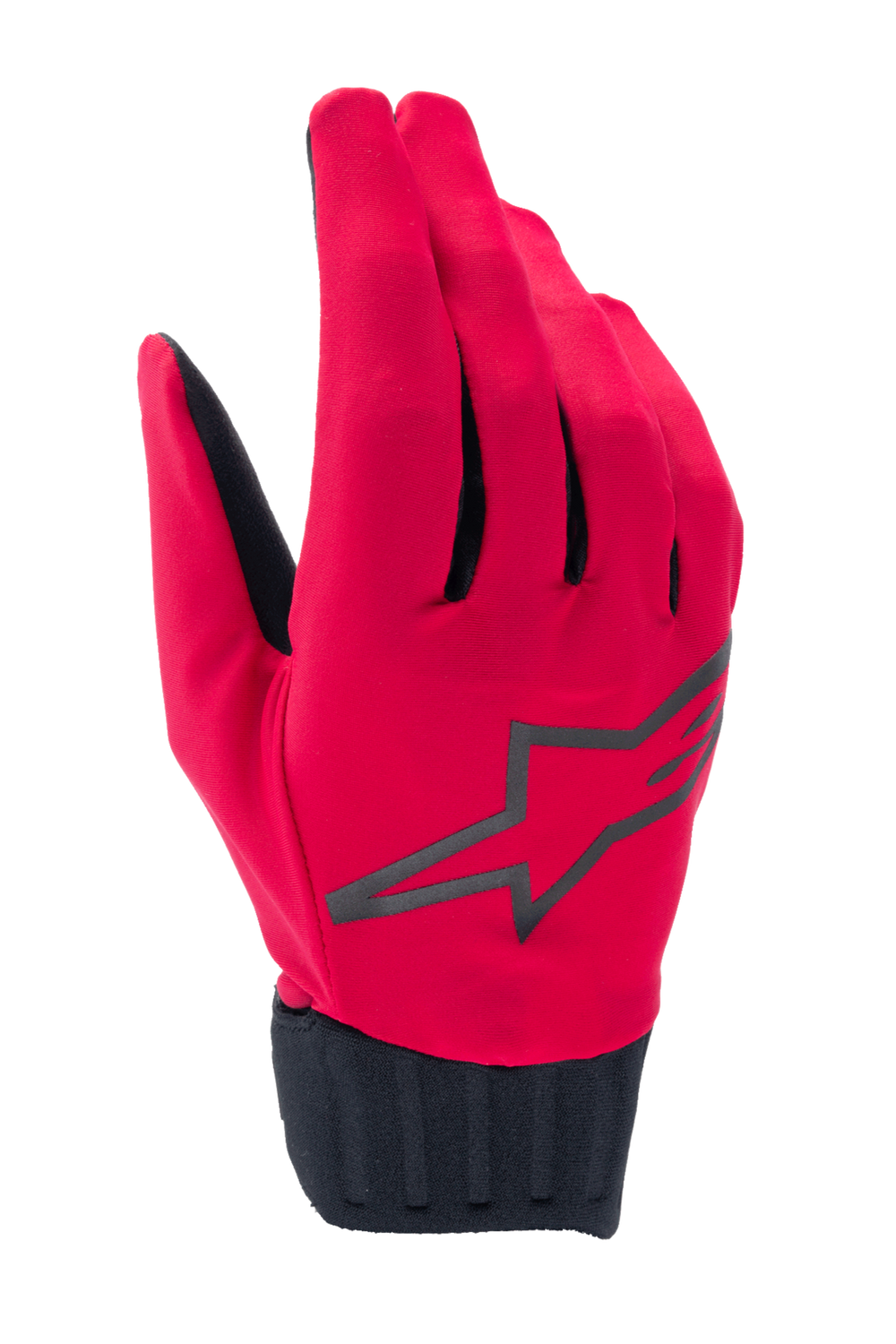 Alpinestars Stella A-Dura Rain Gloves, Women's MTB Rain Gloves, Red Fluo and Black, featuring a large black star logo, ribbed neoprene cuff, and waterproof design for mountain biking
