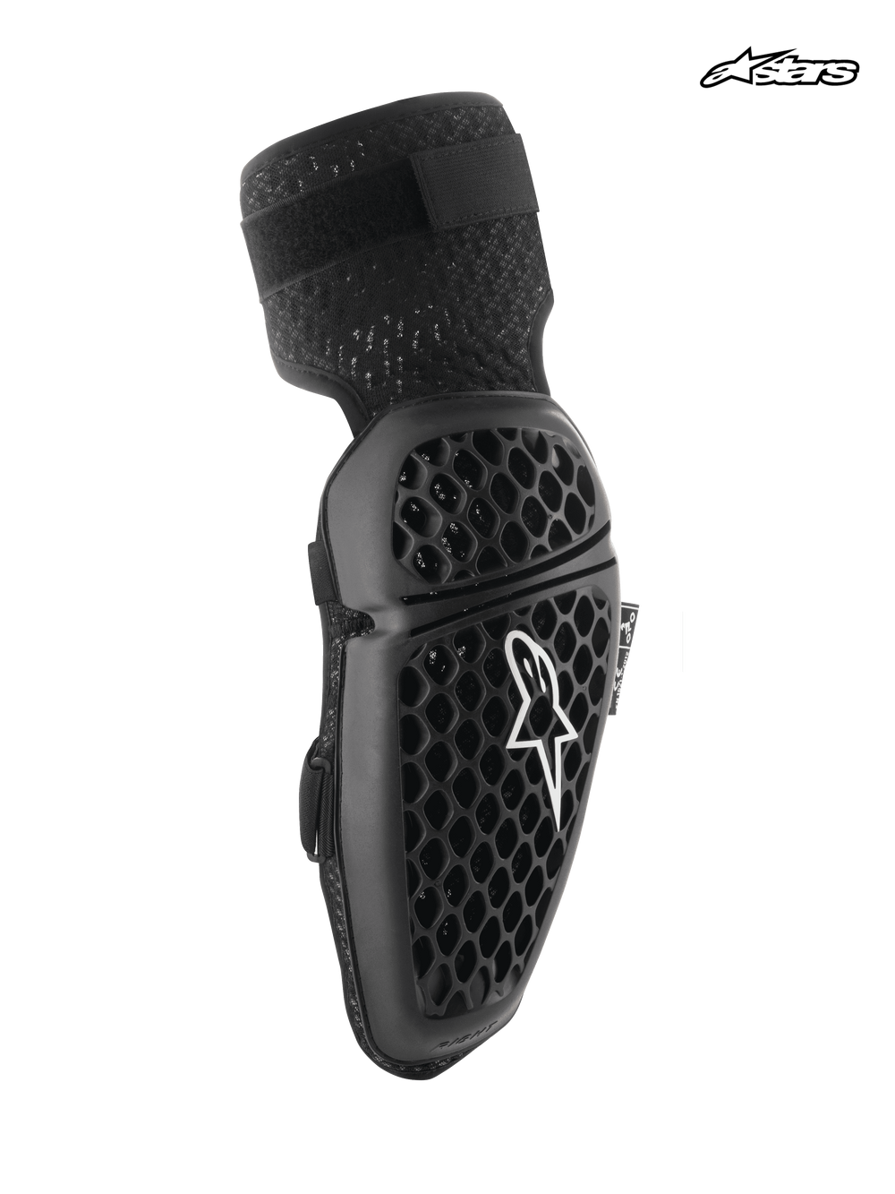 Alpinestars Bionic Plus Elbow Protectors, mountain bike and cycling elbow guards in black, featuring Level 1 CE certified honeycomb shell construction, 3D mesh panels, and dual strap closure system