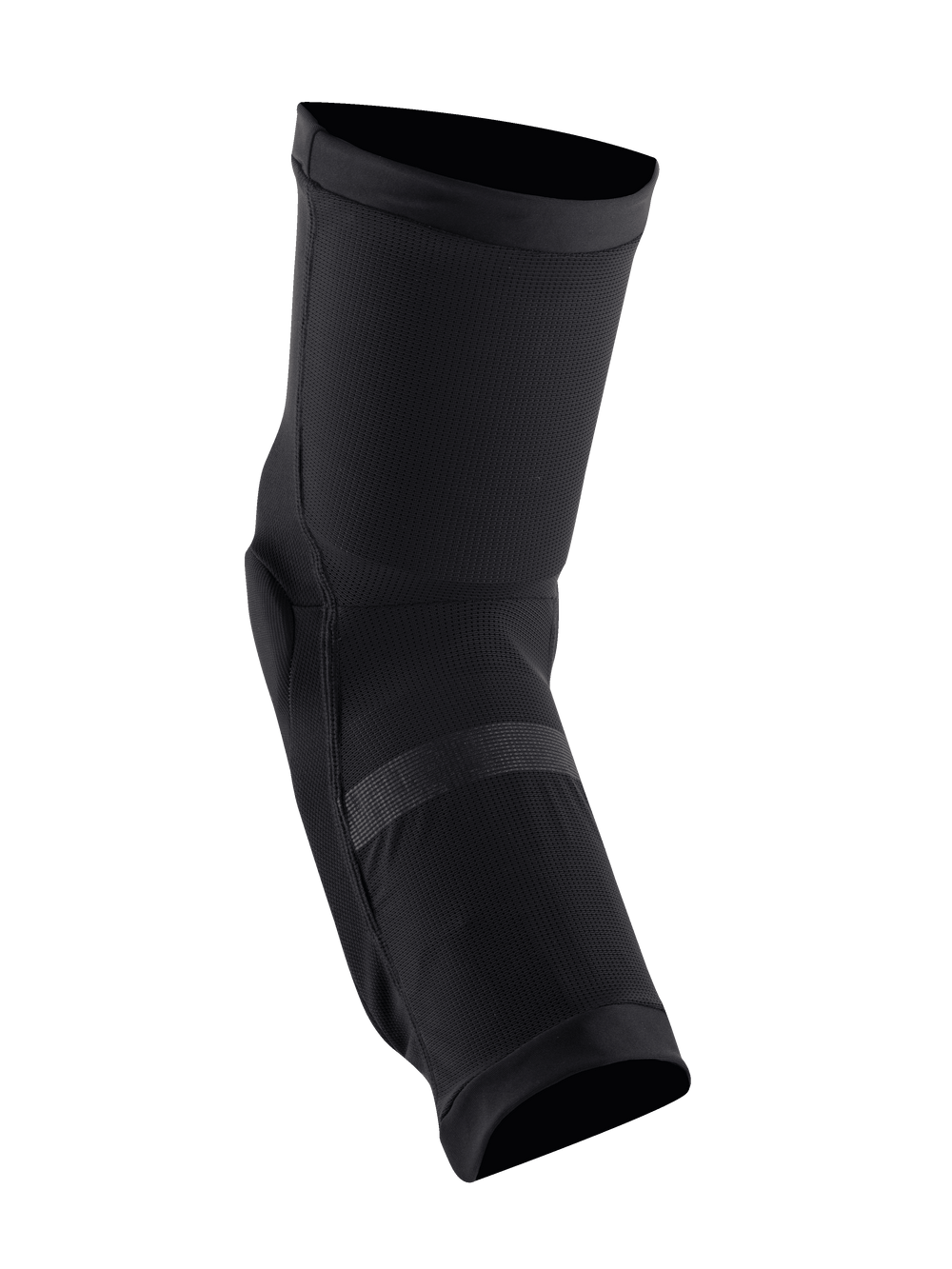 Alpinestars Paragon Plus Knee Protectors, Black, slip-on mountain bike knee guards featuring breathable stretch mesh, ergonomic pre-shaped design for flexible off-road protection.