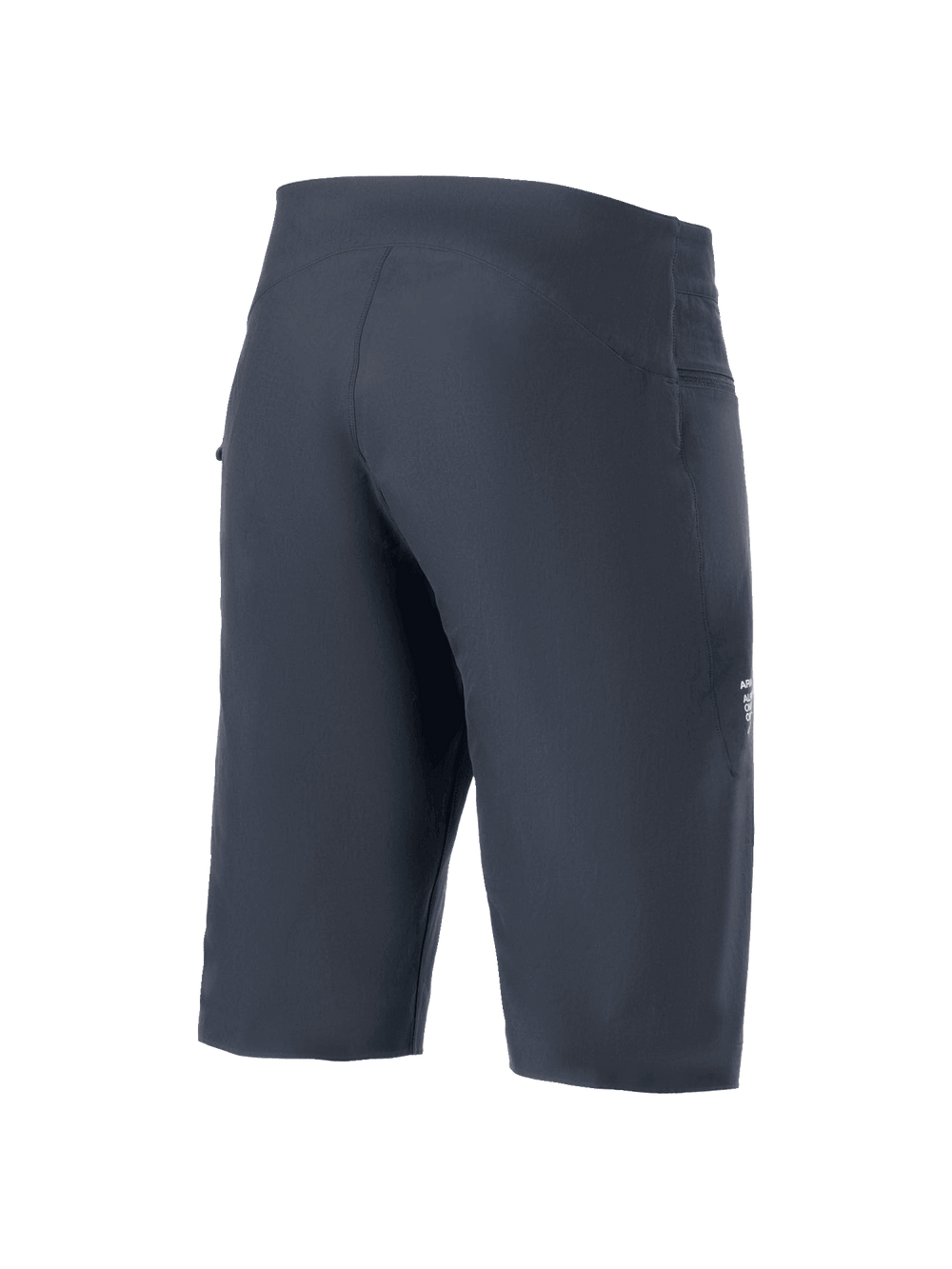 Alpinestars A-Aria Shorts, Mountain Bike Shorts, Black, rear three-quarter view, ergonomic performance fit, technical 4-way stretch fabric, subtle side branding, MTB cycling apparel