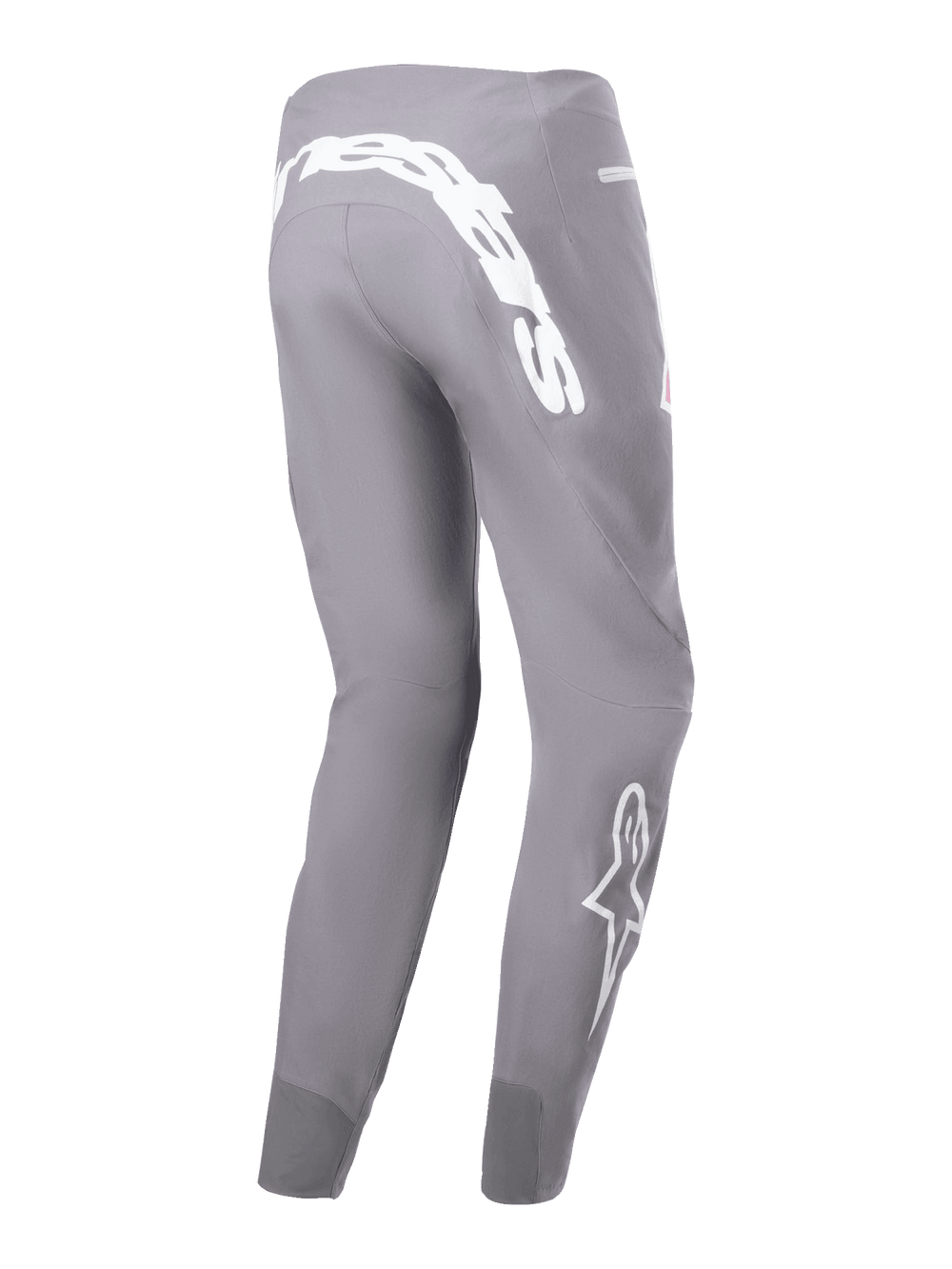 Alpinestars A-Supra Race Pants, MTB Racing Pants, Dark Gray, featuring a large white wordmark on the back yoke and white star logo on the lower leg, tapered performance fit with 4-way stretch fabric, durable off-road cycling apparel.