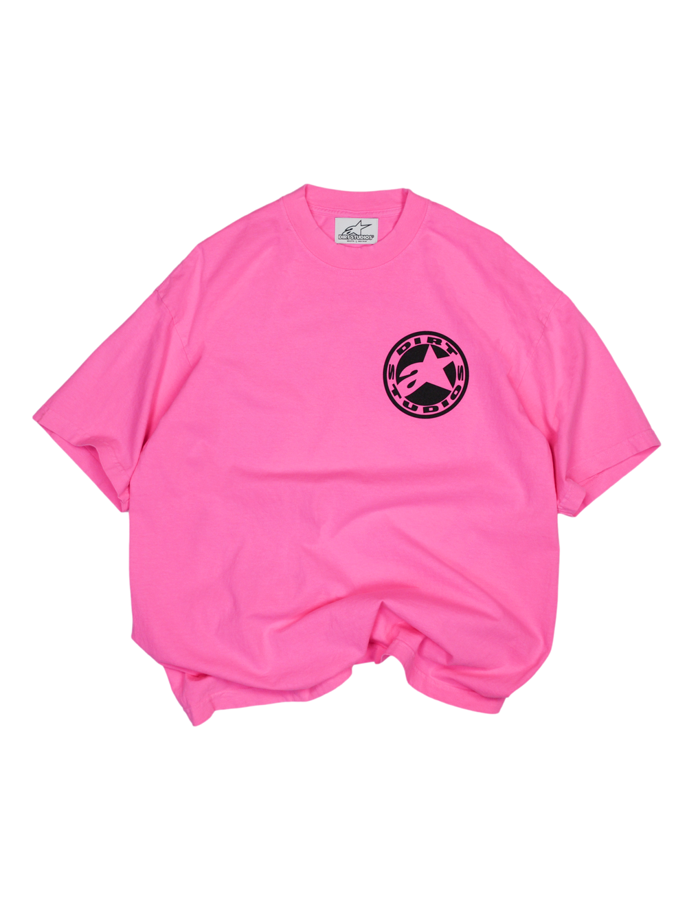 Alpinestars Limited Edition Dirt Studios Tech Series T-Shirt, Fluo Pink sportswear tee with a black circular chest logo.