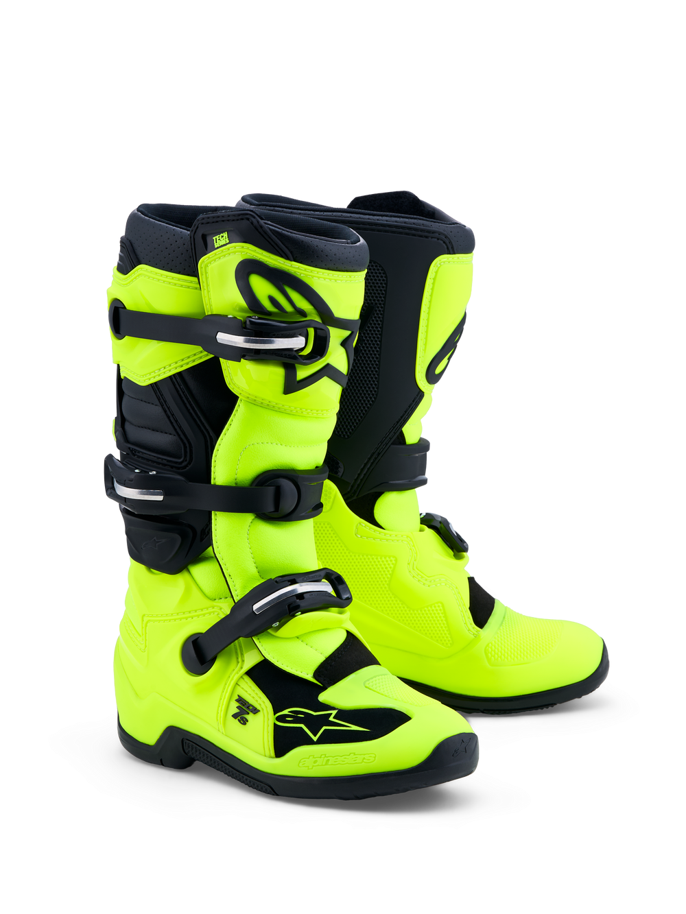 Alpinestars Youth Tech 7S Boots, Yellow Fluo and Black, professional youth motocross racing gear.