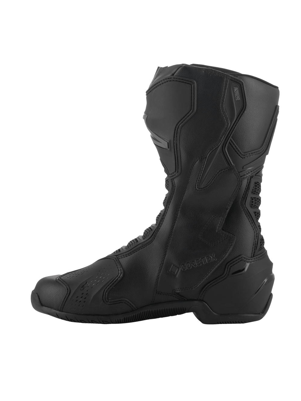 Alpinestars SMX-6 V3 GORE-TEX Boots, Performance Motorcycle Boots, Black, profile view featuring microfiber upper, TPU protectors, and GORE-TEX branding for all-weather road and sport riding.