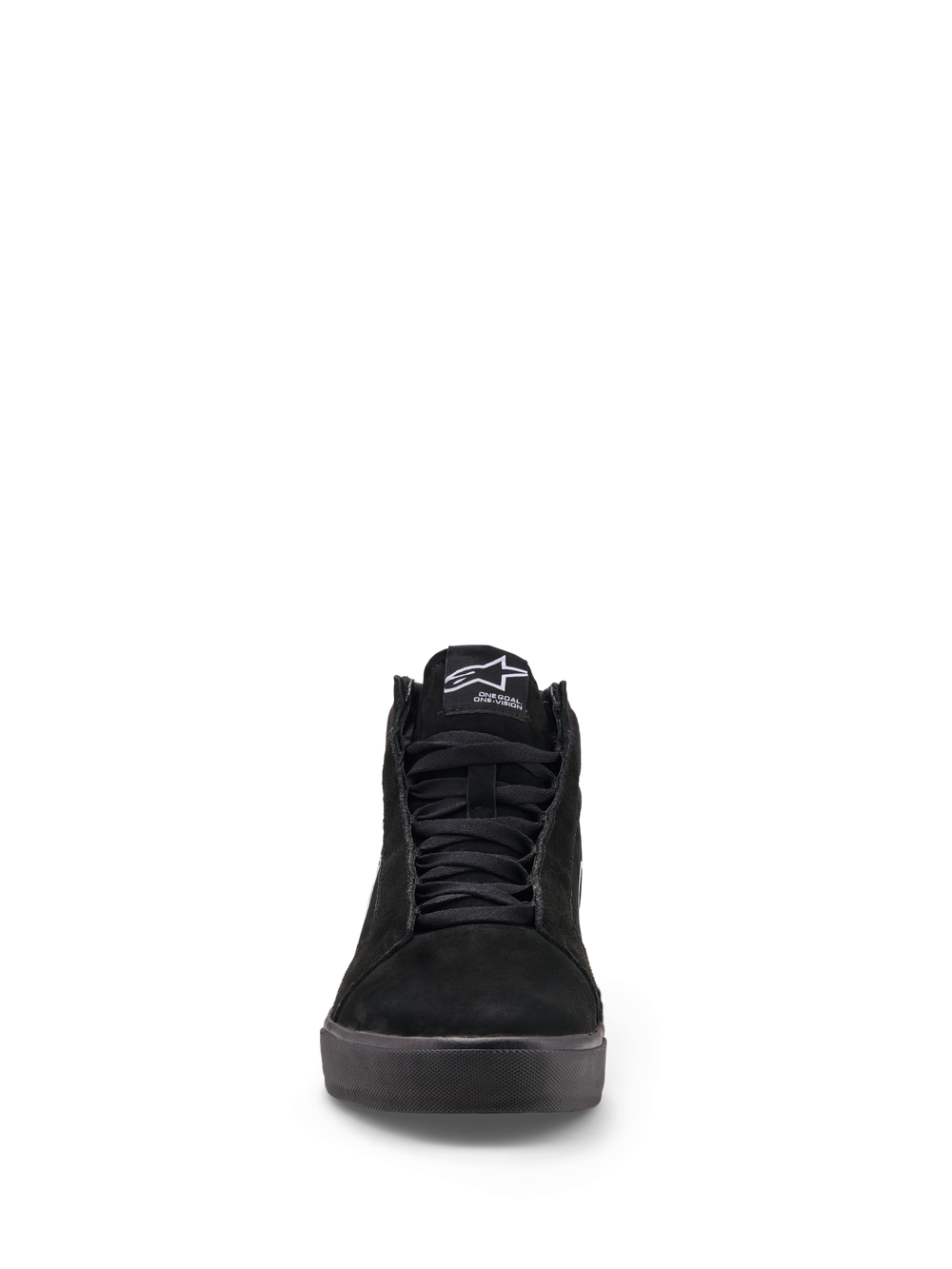 Alpinestars Ride 63 Drystar Shoes, urban motorcycle riding shoes in Black and Light Gray, featuring a high-top lacing design, waterproof membrane, and protective ankle zones
