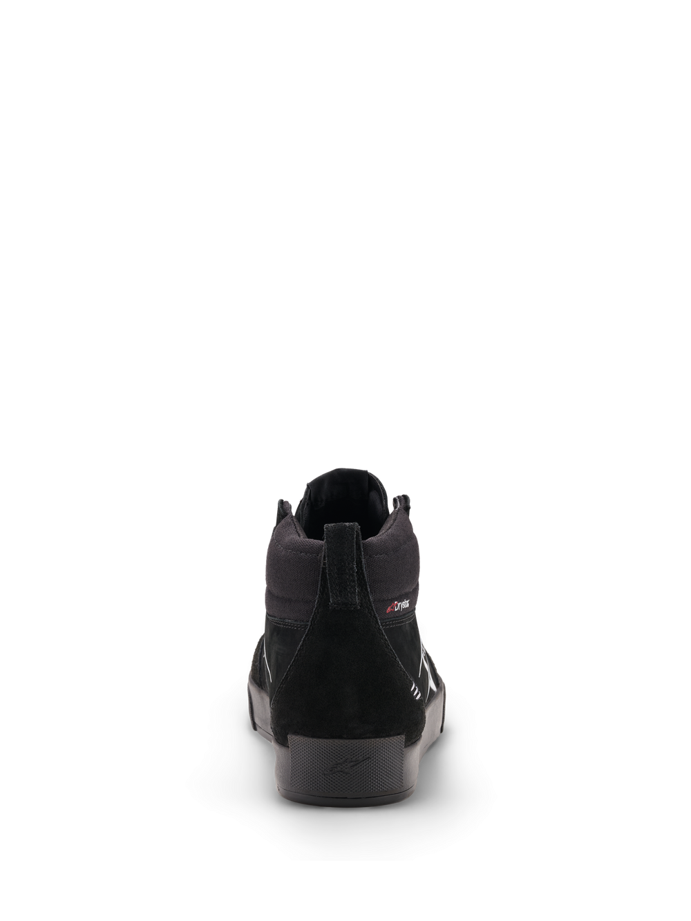 Alpinestars Ride 63 Drystar Shoes, urban motorcycle riding shoes, rear view showing heel reinforcement and split suede panels, Black and Gray, waterproof membrane, CE certified
