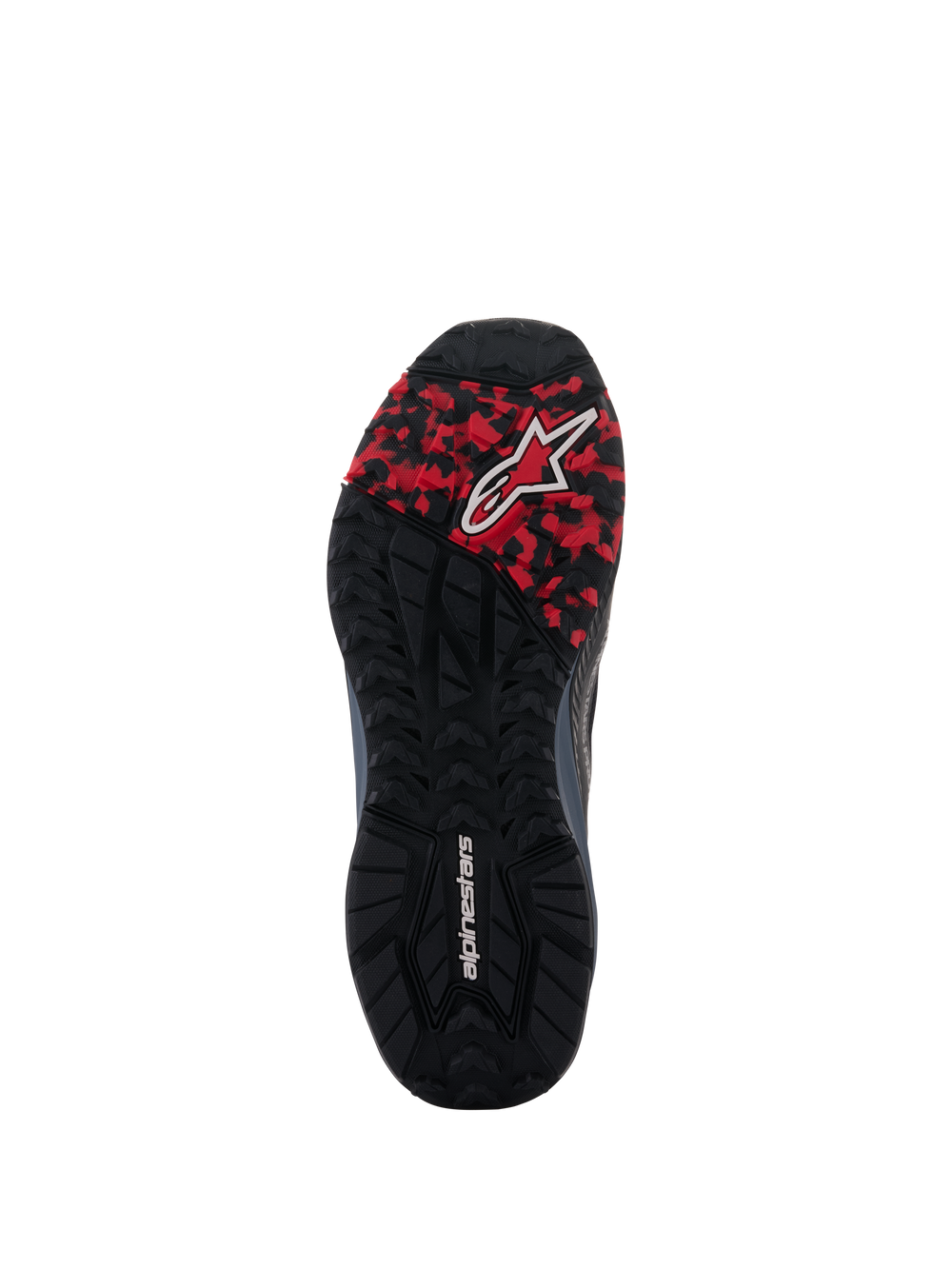 Alpinestars Speedforce XR Shoes, black and red oil-resistant rubber outsole with high-grip lugs for urban motorcycle riding.