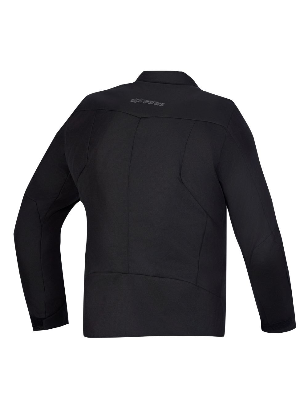 Alpinestars Maver-X Leather Jacket, urban contemporary motorcycle jacket, black, rear view showing premium bovine leather construction and subtle back logo