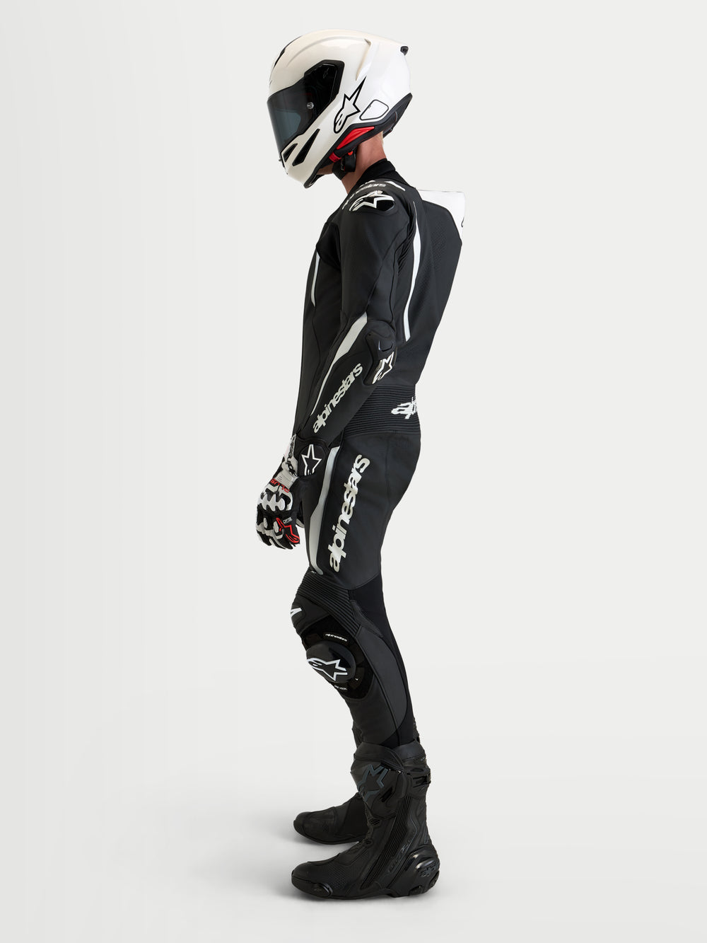 Alpinestars Missile V3 Leather Suit 1 Pc, Men's 1-piece motorcycle racing leather suit, Black and White, AAA certified race-grade construction with DFS armor and aerodynamic speed hump