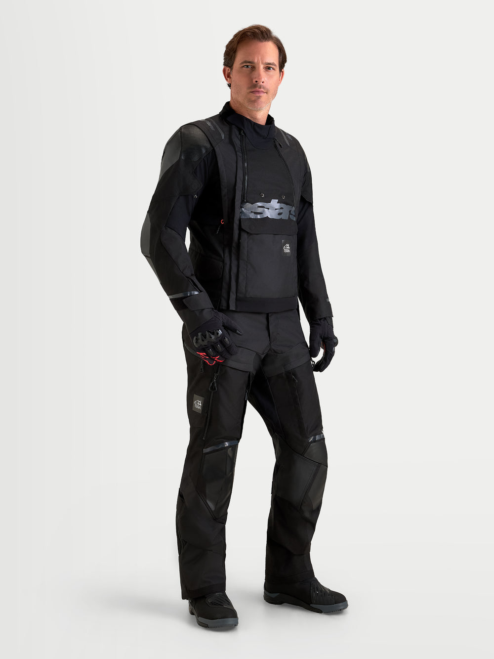 Alpinestars Harok V2 Drystar Jacket, Men's Black all-terrain adventure motorcycle jacket featuring modular ventilation, waterproof construction, and CE certified armor