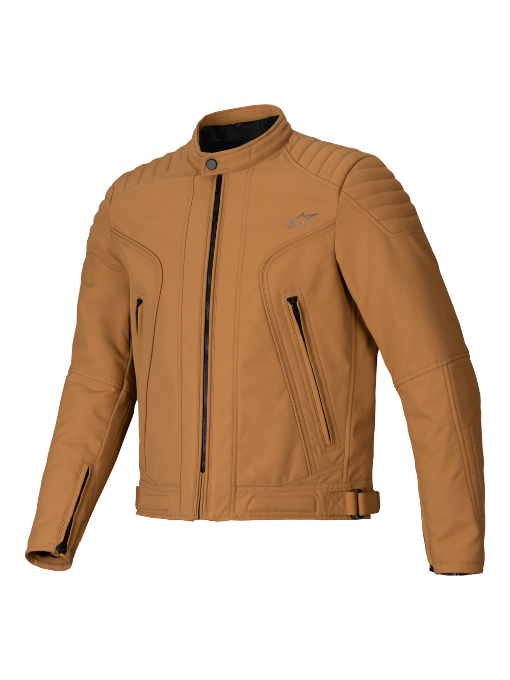 Alpinestars Clayton WR Jacket, Utility Brown Light Gold, textile motorcycle jacket with quilted shoulder and forearm panels, urban slim-fit design with zippered pockets and a water-repellent finish.
