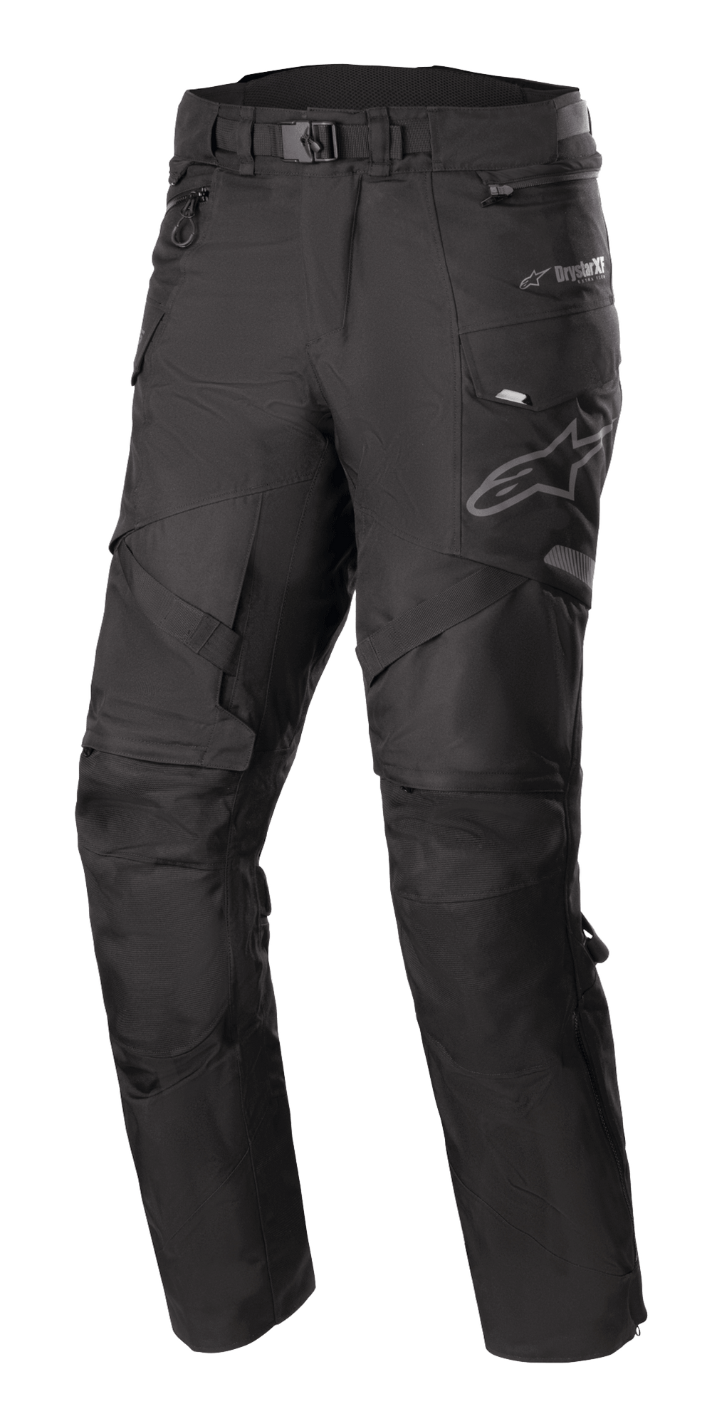 Alpinestars Monteira Drystar XF Pants, Black Motorcycle Touring Pants, Regular Fit, Reinforced Knee Protection, Multiple Pockets and Zippers, Adjustable Waist Buckle, Durable Weather-Resistant Fabric, Adventure Riding Gear