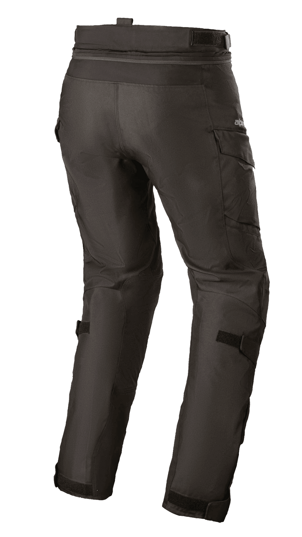 Alpinestars Women Stella Andes V3 Drystar® Pants, Adventure Touring Motorcycle Pants, Black, rear view featuring cargo pockets and adjustable calf straps, durable textile construction with waterproof Drystar® technology
