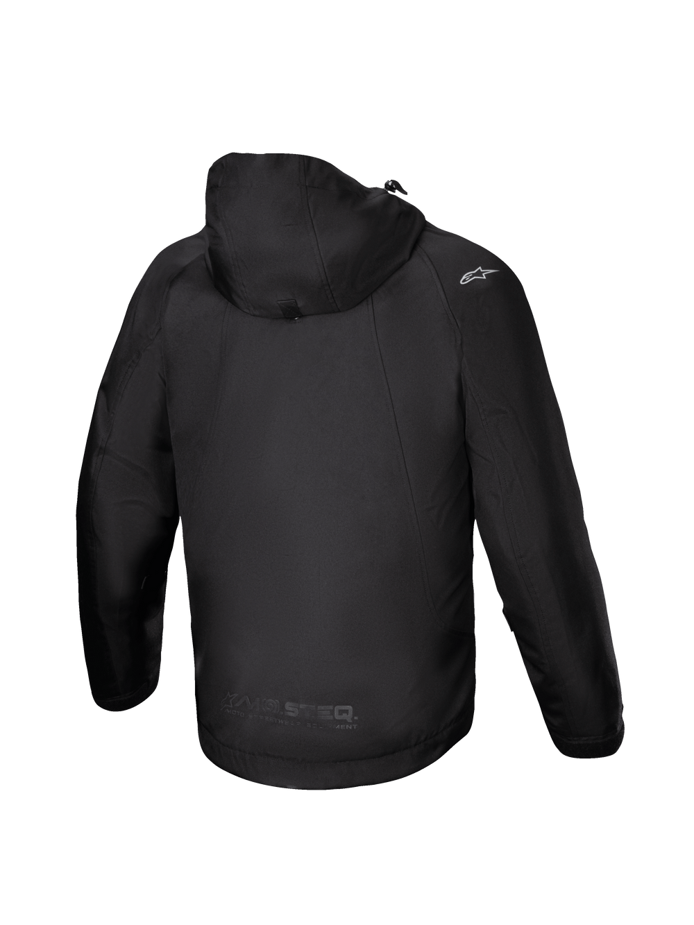 Alpinestars Morush Waterproof Parka, Men's Black Textile Urban Motorcycle Jacket with stormproof hood and raglan sleeves.