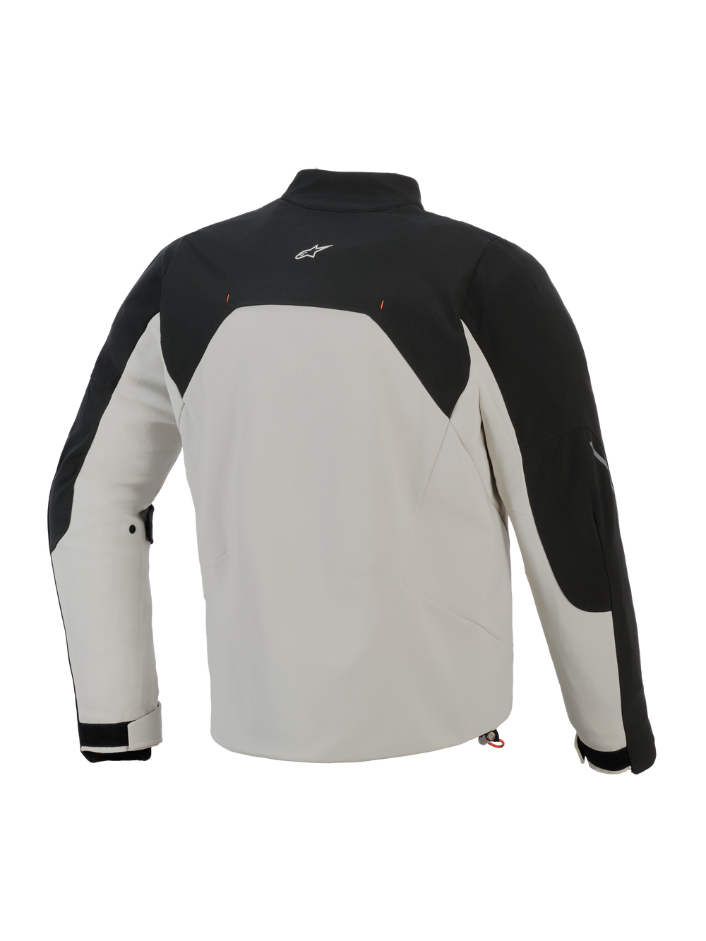 Alpinestars Provoke Jacket, Back View, Black Metal Gray, urban textile motorcycle jacket with black upper panels and a metal gray body, featuring a small white logo on the upper back and ripstop softshell construction