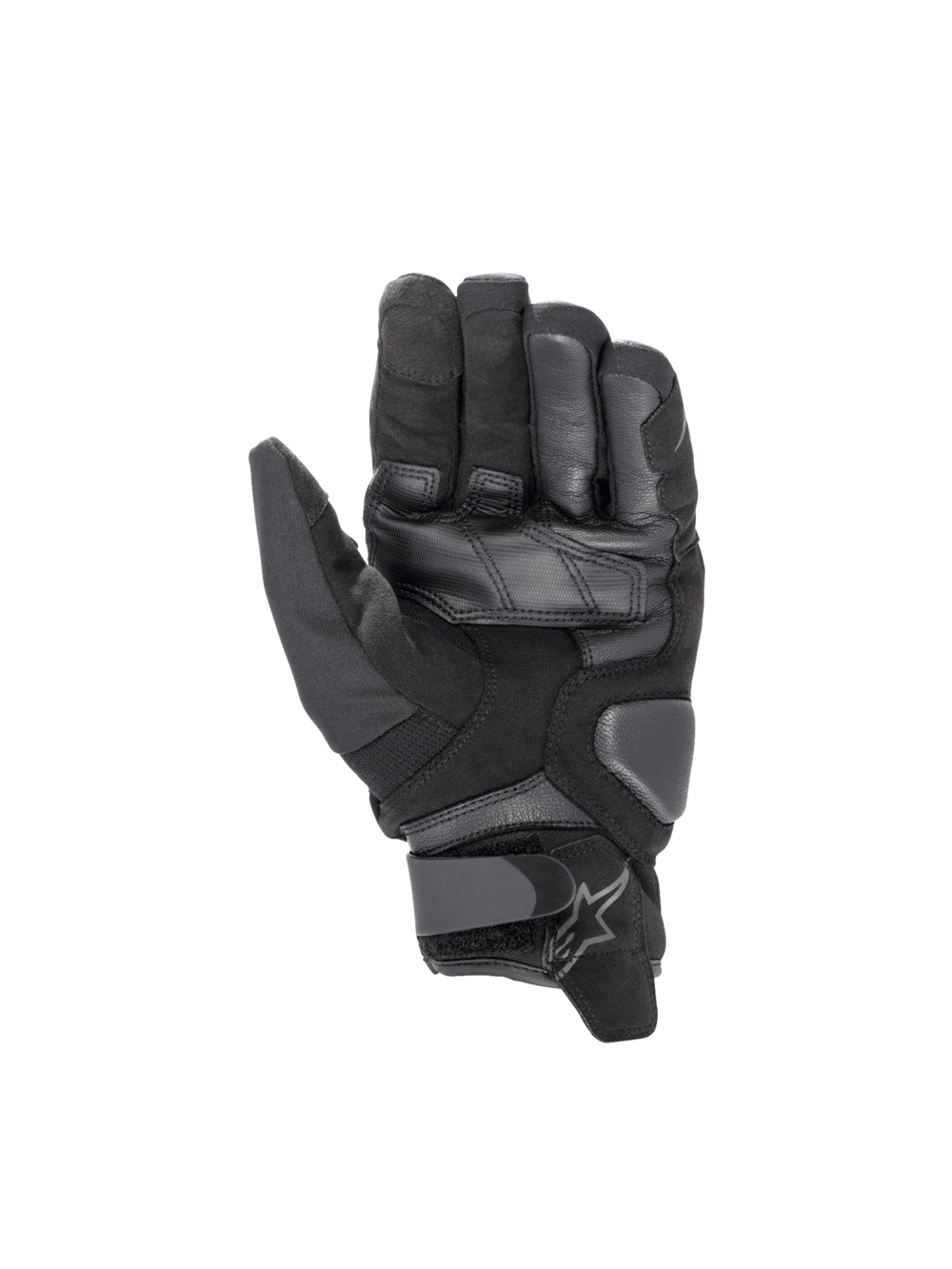 Alpinestars Smx-1 Drystar® Gloves, black waterproof short-cuff motorcycle road gloves with reinforced goat leather palms.