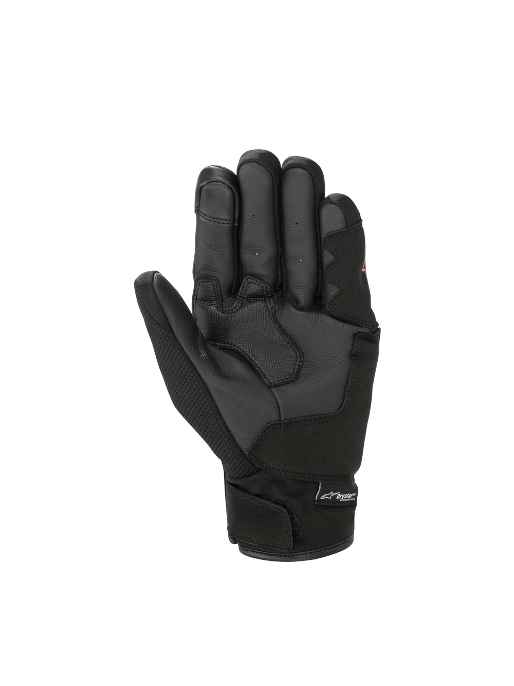 Alpinestars S-Max Drystar® Gloves, black waterproof motorcycle sport gloves for men with leather palm and short-cuff design.